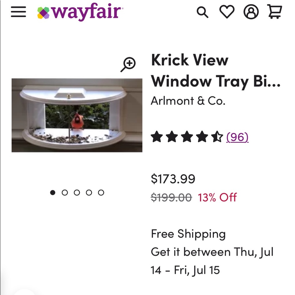 New! Krick View Window Tray Bird Feeder